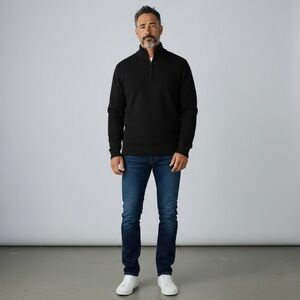 Men’s Eddie Bauer Mr. Tallus Black 1/4 Zip Pullover Sweater Size Large